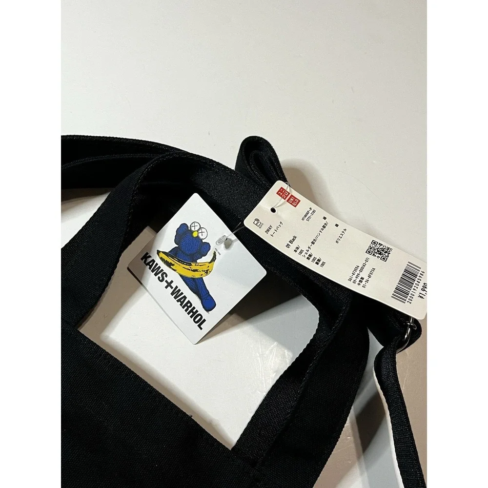 Uniqlo KAWS Andy Warhol Japan Limited Edition Black 2 Way Tote Bag NWT